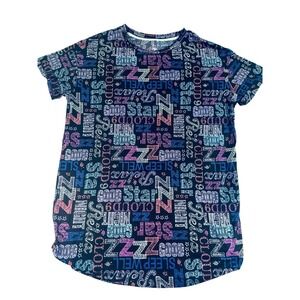 Secret Treasures L/XL Shirt Multicolor Bold Pattern Text All Over Print